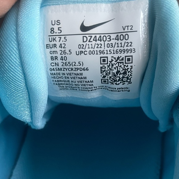 Nike Air Vapormax Plus University Blue / Blue Chill M8.5/W10 DZ4403-400 - Picture 7 of 8